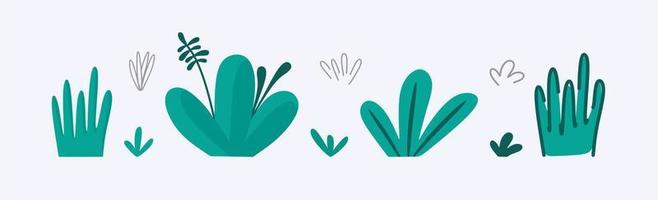 een set van groen gras. silhouet van planten. een set van groen gras. silhouet van planten. handgetekende cartoon-stijl. vector illustratie