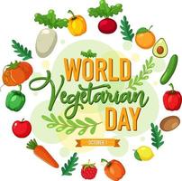 wereld vegetarisch daglogo met groente en fruit vector