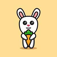 cartoon afbeelding ontwerp van een konijn met een wortel. ontwerpen voor stickers. vector