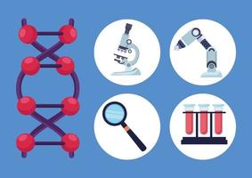 vijf dna-laboratoriumpictogrammen vector