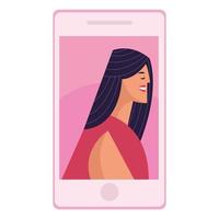 vrouw op smartphone vector