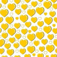 een mooie gele hartachtergrond, een geel hart naadloos ontwerp, een geel hartpatroon. vector