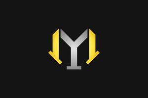 letter ym modern luxe logo-ontwerp, toekomstige technologie, glanzende gouden gecombineerde zilveren kleur vectorafbeelding vector