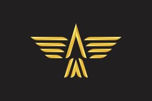 letter a eagle luxe logo, gouden kleur, dier, ontwerp vector