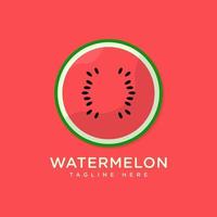 watermeloen fruit logo vector sjabloon. watermeloen in vlakke stijl. watermeloen pictogram. watermeloen en gezond fruitontwerp met moderne stijl. vector illustratie