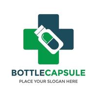 medische capsule vector logo sjabloon. dit ontwerp gebruikt een kruis gezondheidssymbool. geschikt voor gezondheidszaken.