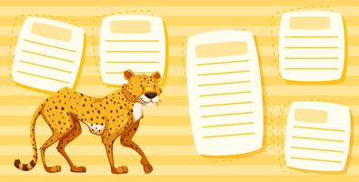 Cheetah op tekst notitie sjabloon vector