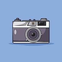 camera vectorpictogram, cartoon afbeelding op blauwe achtergrond voor web, bestemmingspagina, sticker, banner, flyer, behang vector