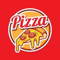 pizza logo met illustratie een stukje pizza vector
