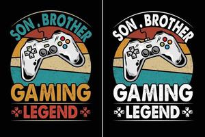 zoon broer gaming legende game lover t-shirt ontwerp vector