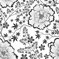 bloemenpatroon. bloem naadloze achtergrond. bloeien siertuinbehang in retro chinese oosterse stijl vector
