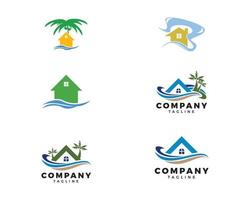 set strandhuis logo ontwerpsjabloon vector