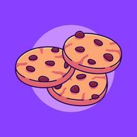 drie schattige cookies gestapelde vectorillustratie. cartoon plat ontwerp vliegend chocoladekoekje vector