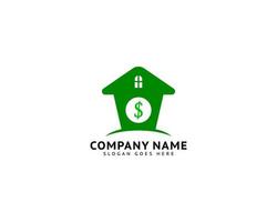 huis met dollar geld symbool vector pictogram logo ontwerp