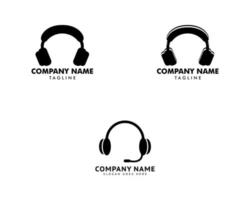set van hoofdtelefoon oortelefoon pictogram logo vector design