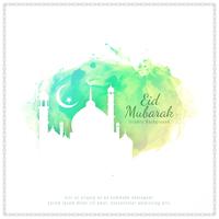 Abstracte religieuze Eid Mubarak aquarel achtergrond vector