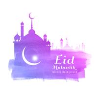 Abstracte Eid Mubarak-waterverfachtergrond vector