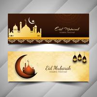 Abstracte Eid Mubarak decoratieve banners instellen vector