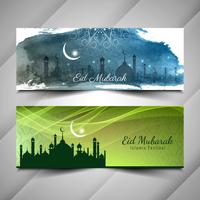 Abstracte stijlvolle islamitische banners van Eid Mubarak instellen vector