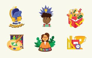 terug naar school stickers set vector