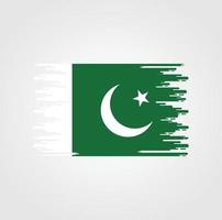 vlag van pakistan met ontwerp in aquarelborstelstijl vector