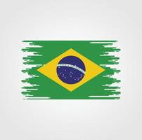 vlag van brazilië met ontwerp in aquarelborstelstijl vector