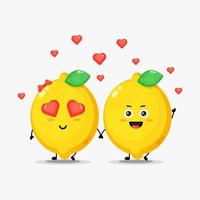 schattige citroen verliefd vector