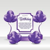 3D-podium met happy birthday-thema vector