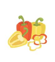 paprika. rode en gele paprika's op een witte achtergrond. illustratie in realistische stijl getekend in vector. biologische boerderij groente. vector