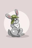 schattig dier konijn met hoed en handschoen karakter ontwerp illustratie vector