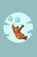 schattige beer met ballon karakter ontwerp illustratie vector
