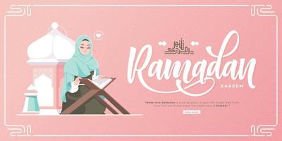 mooi gelukkig ramadan kareem bannerontwerp vector