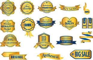 gouden badge en lint set vector