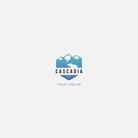 cascadia landschapslogo bergheuvel en rivierbadge vector