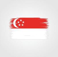 vlag van singapore met penseelstijl vector