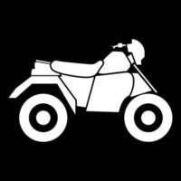 atv-motorfiets op vier wielen, het is een wit pictogram. vector