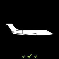 privé vliegtuig het is een wit pictogram. vector