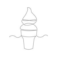 doorlopende lijntekening heerlijk vers ijsje. enkele één lijn kunst van zoete ijs-gelato-woestijn. vector illustratie