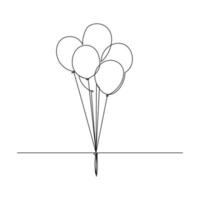 doorlopende lijntekening van de ballon van de verjaardagsviering. enkele een lijn kunst van decoratie ballon concept ontwerp overzicht. vector illustratie
