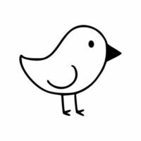 schattige vogel in de doodle-stijl. het kuiken is een contourlijn. vectorpictogram voor de decoratie van kaarten. vector