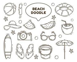 handgetekende strand cartoon doodle illustratie kleuren vector