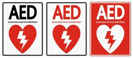 symbool aed-tekenetiket op witte achtergrond vector