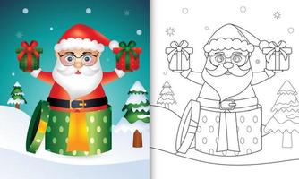 kleurboek met schattige kerstmannetjes in de geschenkdoos vector