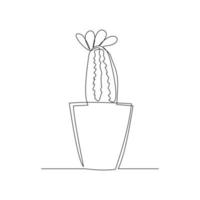 doorlopende lijntekening van cactus in pot. een pandrecht kunst geïsoleerde witte achtergrond van ingemaakte cactus. vector illustratie
