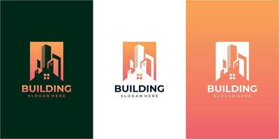 geweldig gebouw en huis logo ontwerp concept oranje kleurverloop. gebouw, huis, thuis Pictogram vector