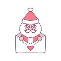 schattige kerstman in envelop cartoon. kerst illustratie. vectorafbeeldingen voor t-shirtafdrukken en ander gebruik. vector