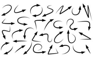 hand getrokken pijl pictogrammenset geïsoleerd op een witte achtergrond. doodle vectorillustratie. vector