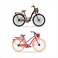 fietsen vrouwen vintage vector set