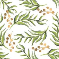 naadloze patroon met groene aquarel bladeren. zomer handgetekende illustratie vector