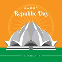 republiek dag van india, 26 januari bij lotus tempel delhi illustratie vector